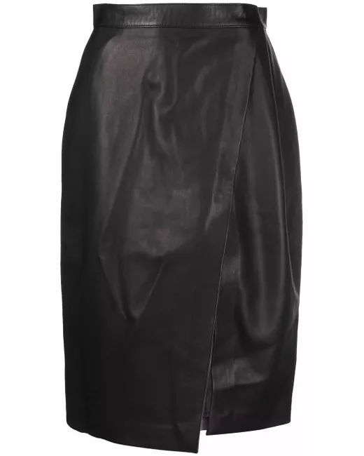 12 Storeez leather wrap-effect skirt
