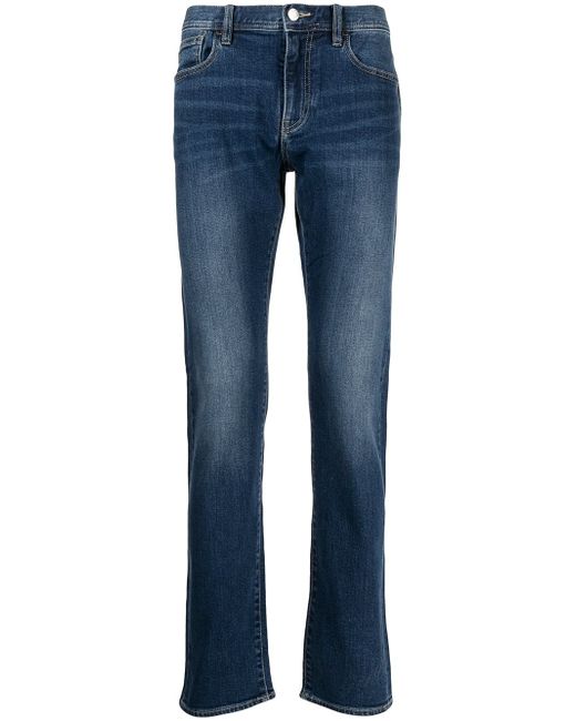 Armani Exchange stonewashed straight-leg jeans