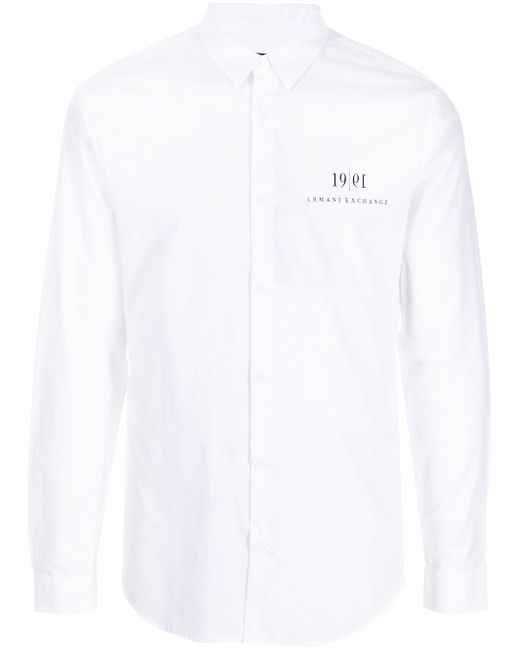 Armani Exchange logo-print long-sleeve cotton shirt