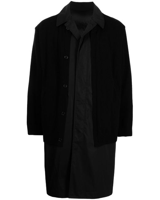 Undercover contrast-panel single-breasted coat
