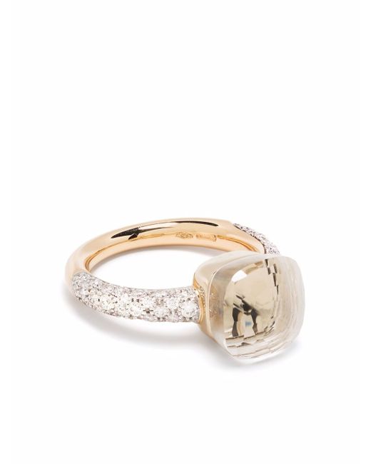 Pomellato 18kt rose and gold Nudo topaz diamond ring