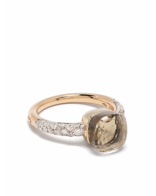 Pomellato 18kt rose and gold petit Nudo topaz diamond ring