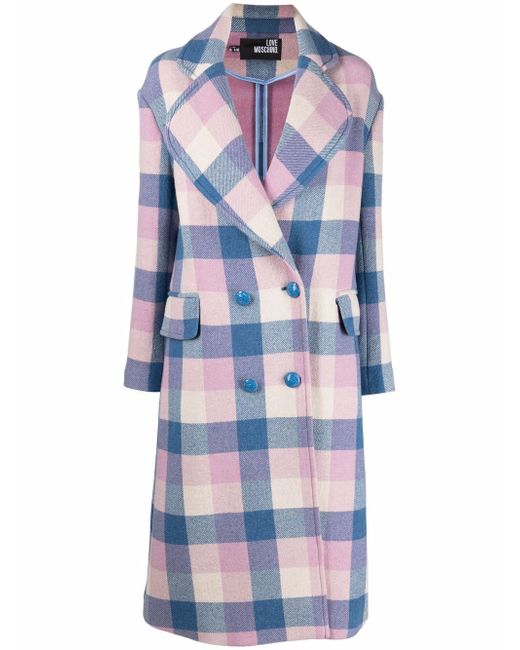 Love Moschino check-print double-breasted coat