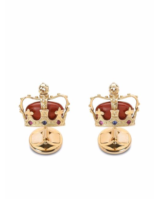 Dolce & Gabbana gemstone-embellished crown cufflinks