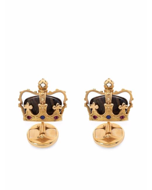Dolce & Gabbana gemstone-embellished crown cufflinks
