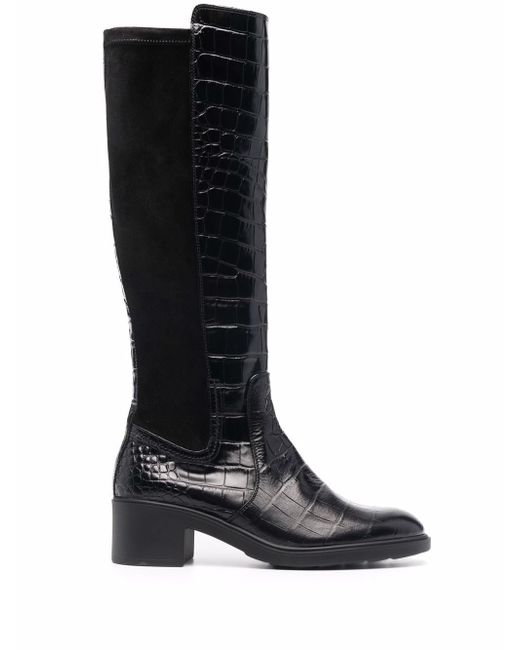 Fratelli Rossetti crocodile-embossed knee-length boots