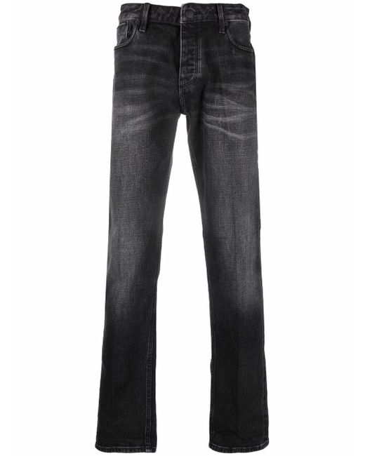 Emporio Armani stonewashed straight leg jeans