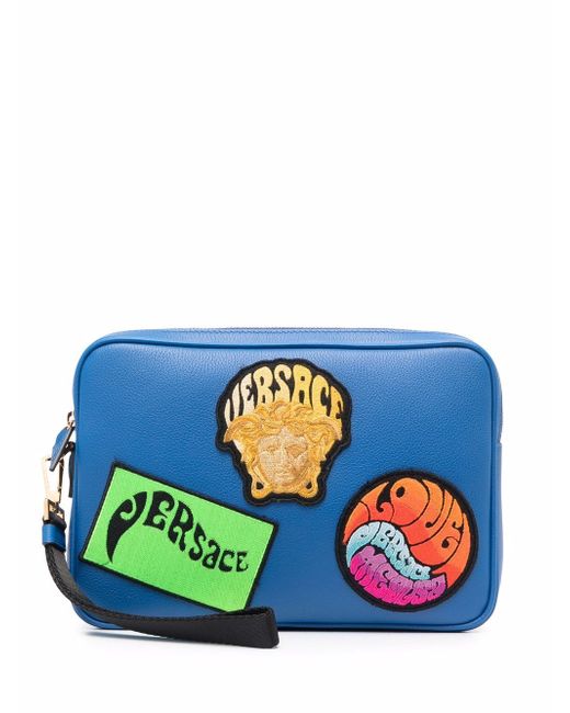 Versace logo-patch clutch bag