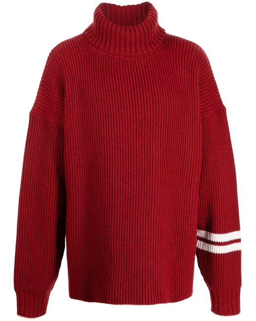 Uniforme stripe-sleeve knitted jumper