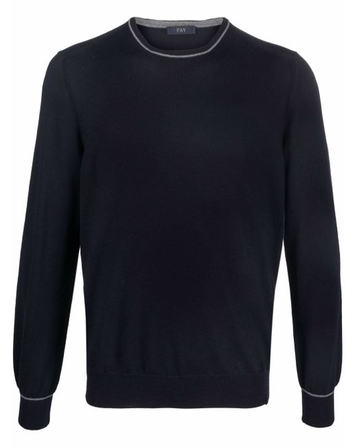 Fay elbow-patch crew neck jumper