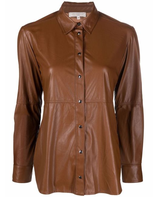 Antonelli button-up faux leather shirt