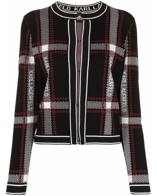 Karl Lagerfeld check-pattern knit cardigan