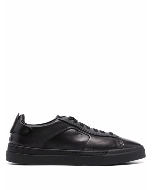 Santoni panelled low-top leather sneakers