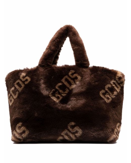 Gcds logo-print faux-fur tote bag