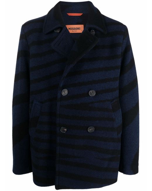 Missoni wool stripe double breasted coat