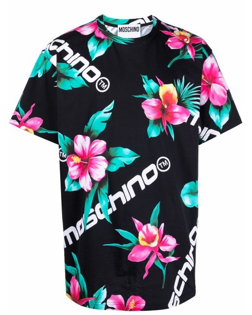 Moschino hibiscus logo-print cotton T-shirt