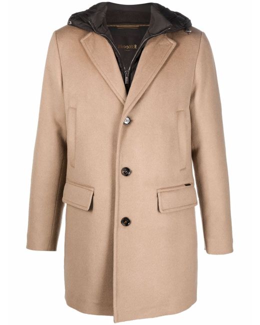 Moorer layered-look single-breasted coat