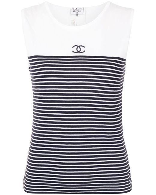 Chanel Pre-Owned 1990s logo striped sleeveless top