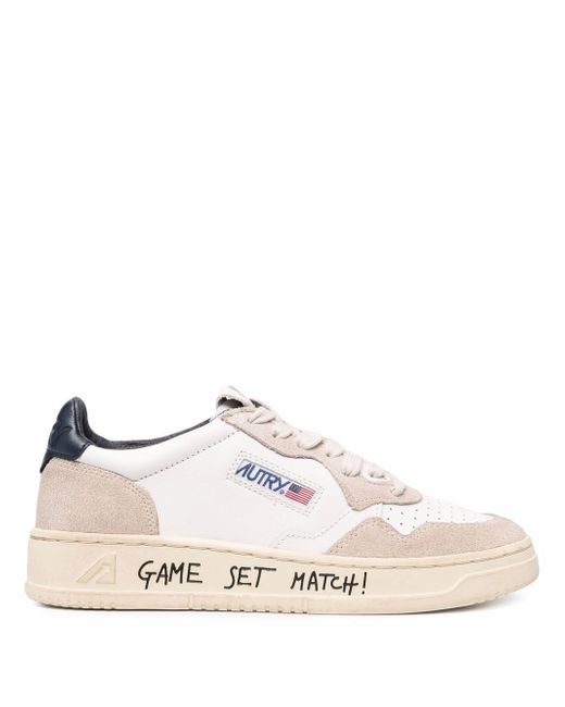 Autry suede-panel lace-up leather sneakers