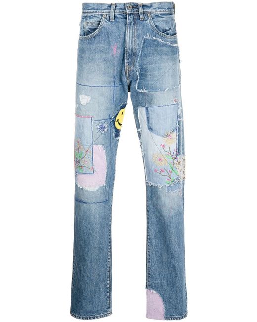 Kapital OKABILLY patchwork straight-leg jeans