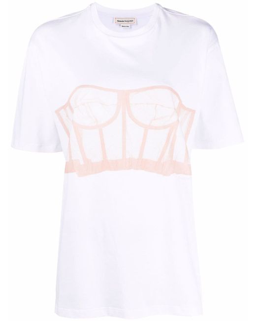 Alexander McQueen bustier print short-sleeve T-shirt