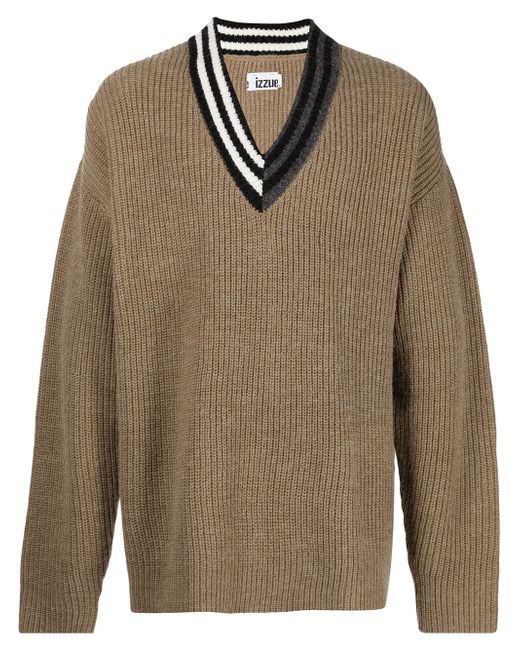 Izzue V-neck ribbed-knit jumper
