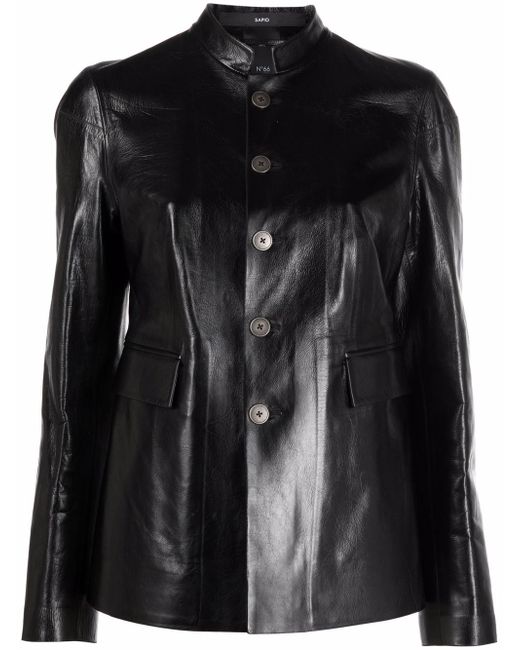 Sapio single-breasted leather jacket
