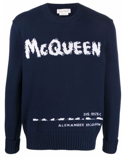 Alexander McQueen intarsia-knit cotton jumper