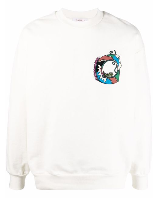 Canali logo-print cotton jumper