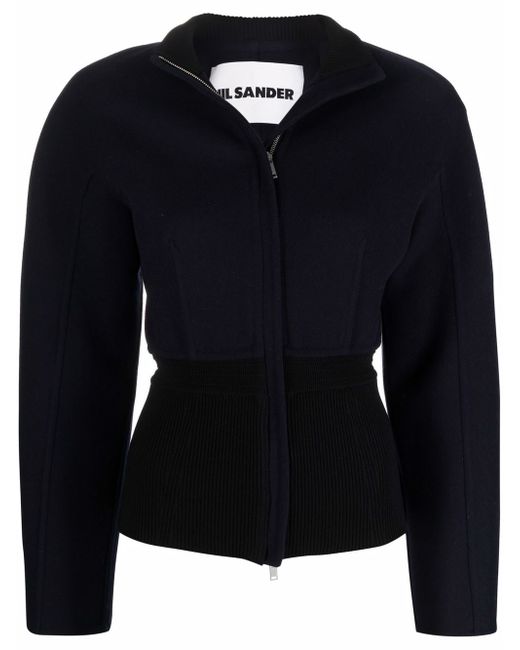 Jil Sander funnel-neck cashmere knitted jacket