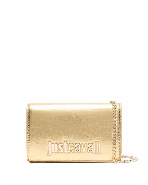 Just Cavalli logo-lettering leather clutch