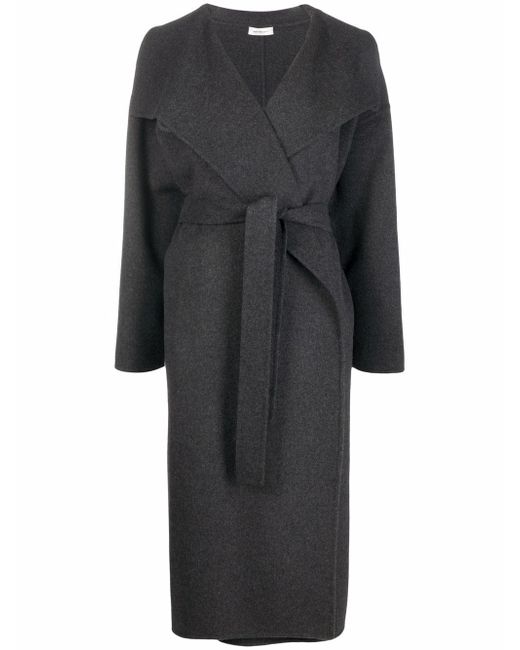 There Was One oversized-lapel belted long coat