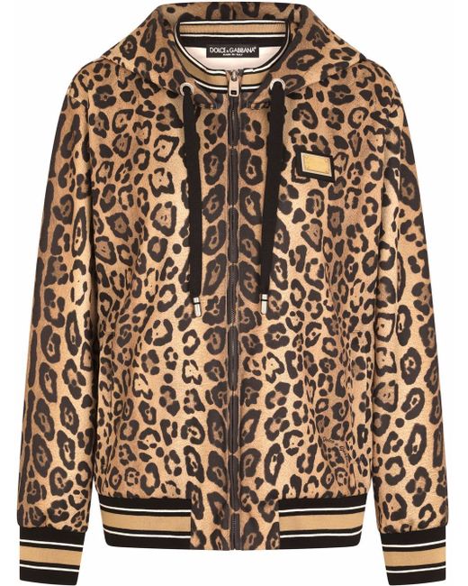 Dolce & Gabbana leopard-print zipped hoodie