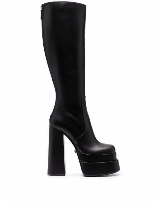 Versace high-heel leather boots