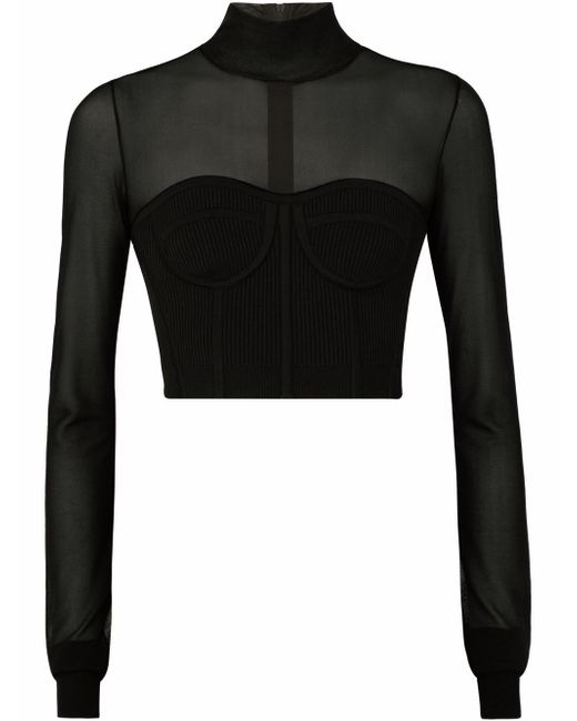 Dolce & Gabbana sheer-panel knitted top
