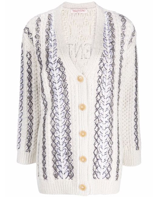 Valentino sequin-embellished knitted cardigan