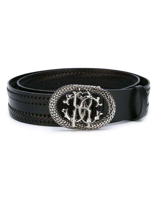 Roberto Cavalli braided logo buckle belt