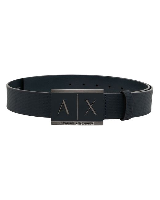 Armani Exchange logo plaque leather belt