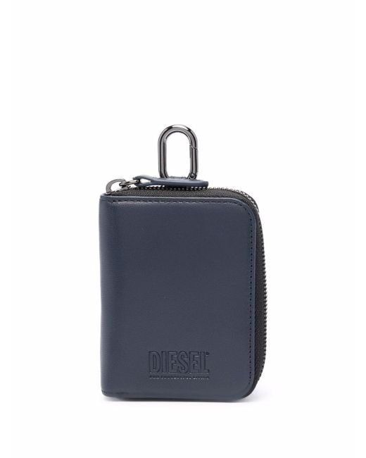 Diesel embossed-logo leather key case