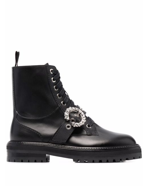 Jimmy Choo crystal-embellished buckle ankle boots