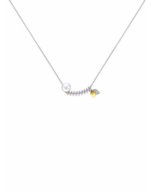 Tasaki 18kt white and yellow gold FLORET pearl diamond necklace