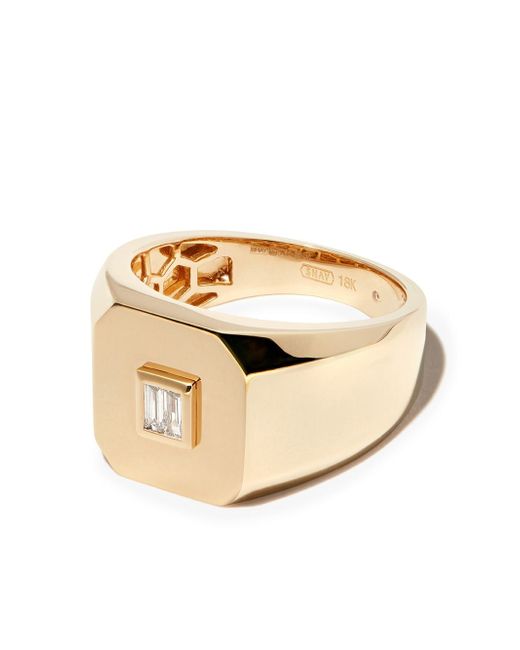 Shay baguette diamond-embellished signet ring