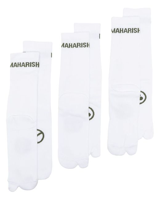 Maharishi logo-print socks pack of 3