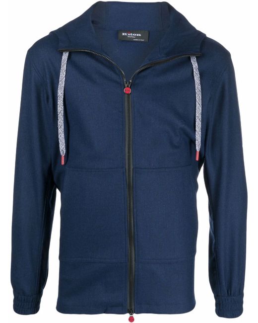 Kiton zip-fastening drawstring hoodie