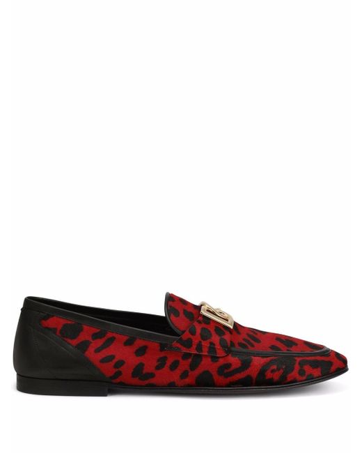 Dolce & Gabbana leopard-print logo-buckle loafers