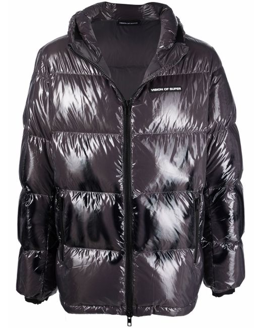 Vision Of Super spray-paint hooded puffer jacket