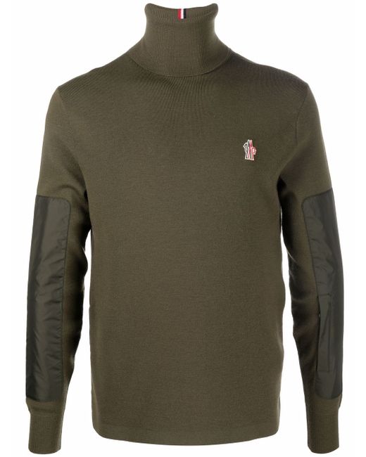 Moncler Grenoble panelled logo-patch knitted jumper