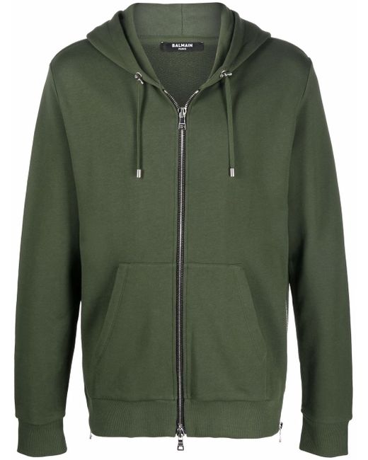 Balmain logo-print zipped hoodie