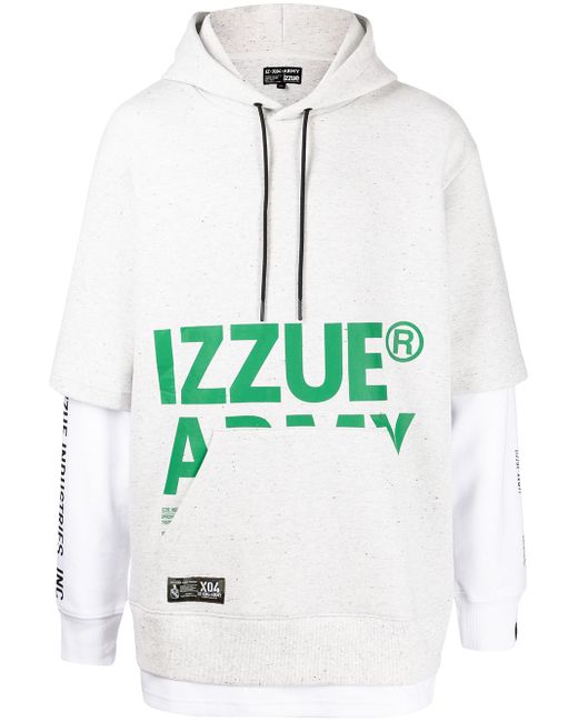 Izzue layered logo-print hoodie