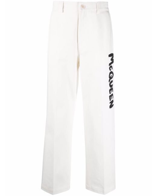 Alexander McQueen logo straight leg trousers